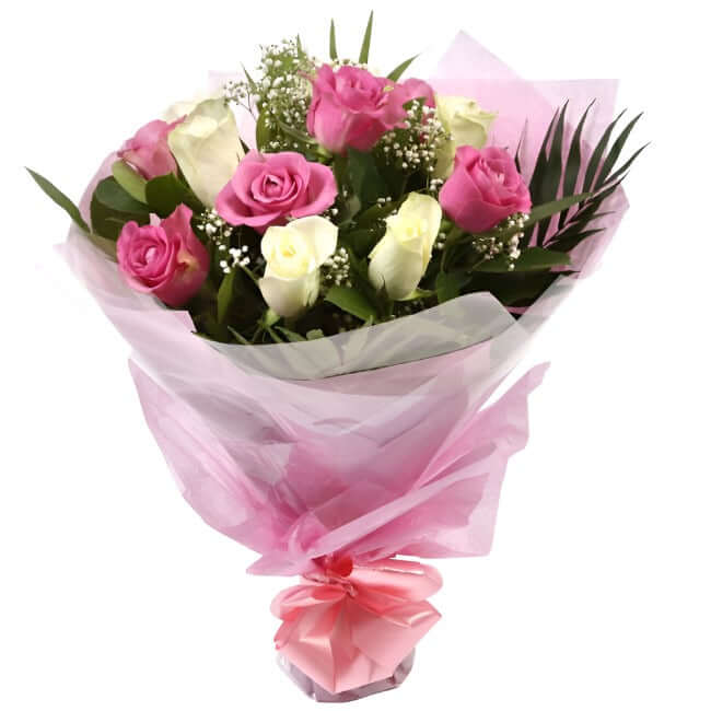 Pink & White RosesThis beautiful selection of fresh 12 Roses, in pretty Pink shades and in White, is a classic choice, ready to be displayed instantly. Beautifully wrapped and tied with ribbon before being delivered. Roses£14.99