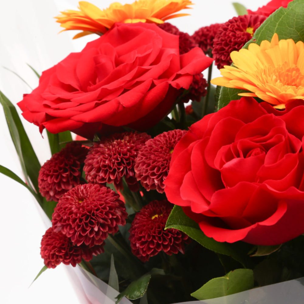 Congratulations Balloon & Red Sun FlowersThis Beautiful Bouquet with Balloon, carefully selected flowers with foliage are expertly arranged to create this dramatic design. This stunning gift is the ultimate gift to create an impression. Beautifully wrappe