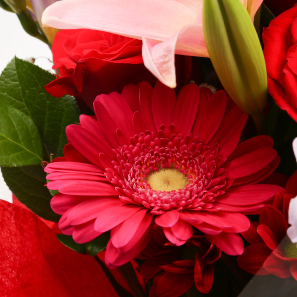 Congratulations Balloon & Red & Pink Delight FlowersThis Beautiful Bouquet with Balloon , carefully selected flowers with foliage are expertly arranged to create this dramatic design. This stunning gift is the ultimate gift to create an impression. Beauti