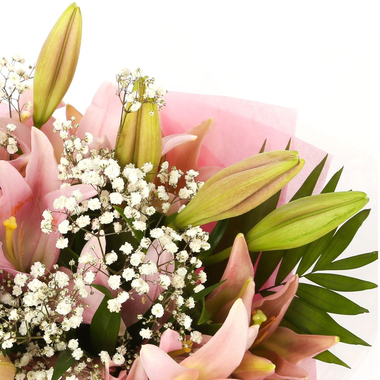 A Classic Pink Lilies BouquetA Classic Pink Lilies Bouquet flowers. Beautifully wrapped and tied with ribbon before being delivered. A Beautiful Bouquet Hand Tied Flowers. Delivering Great Value Fresh Cut Flowers. Add Personalised Message At Checkout. Fre