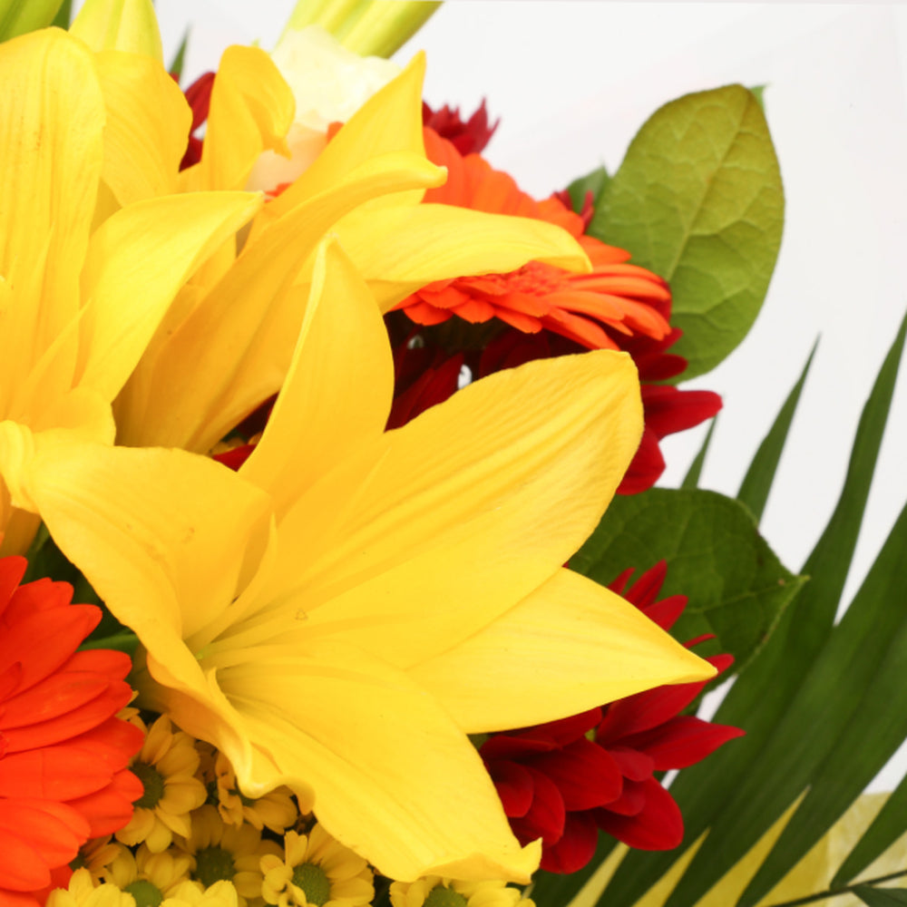 Birthday Balloon & Sun Delight FlowersBalloon & This Beautiful Bouquet, carefully selected flowers with foliage are expertly arranged to create this dramatic design. This stunning gift is the ultimate gift to create an impression. Beautifully wrapped and