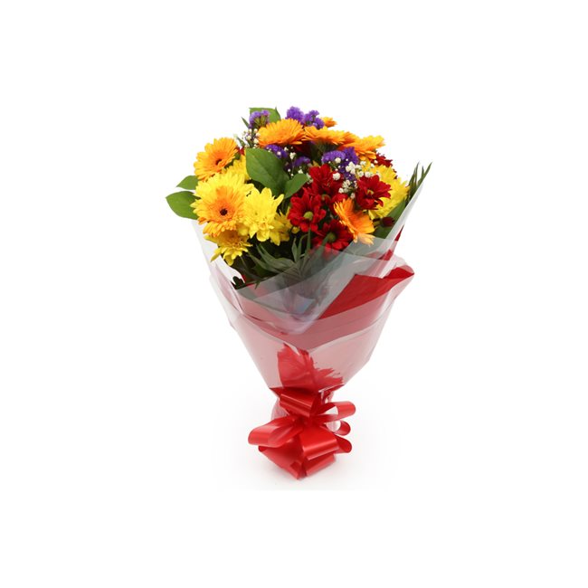 Dazzle Star BouquetThis Beautiful Bouquet, carefully selected flowers with foliage are expertly arranged to create this dramatic design. This stunning gift is the ultimate gift to create an impression. Beautifully wrapped and tied with ribbon before being