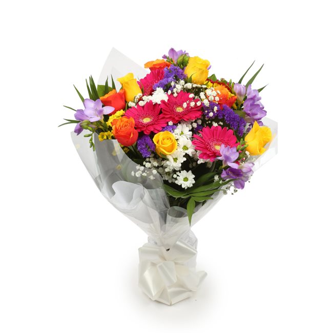 Get Well Balloon & Brilliant Blooms FlowersThis Beautiful Bouquet, carefully selected flowers with foliage are expertly arranged to create this dramatic design. This stunning gift is the ultimate gift to create an impression. Beautifully wrapped and tied