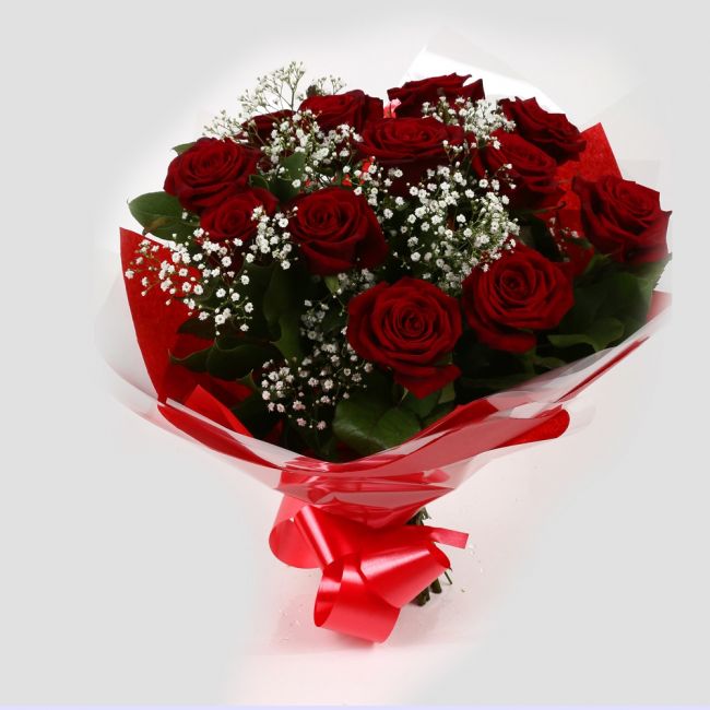 12 Red Roses With Gypsophila12 Red Roses With Gypsophila, A luxurious combination of 12 perfect Red Roses with Gypsophila and lush green foliage, carefully arranged Beautifully wrapped and tied with ribbon before being delivered.£19.99