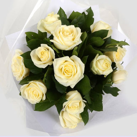 12 White Roses Bouquet12 WhiteRoses, ready to display immediately. Expertly created by our florists Beautifully wrapped.£14.99
