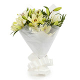 A Classic White Lilies BouquetA Classic White Lilies Bouquet flowers Beautifully wrapped and tied with ribbon before being delivered. A Beautiful Bouquet Hand Tied Flowers. Delivering Great Value Fresh Cut Flowers. Add Personalised Message At Checkout. Fr