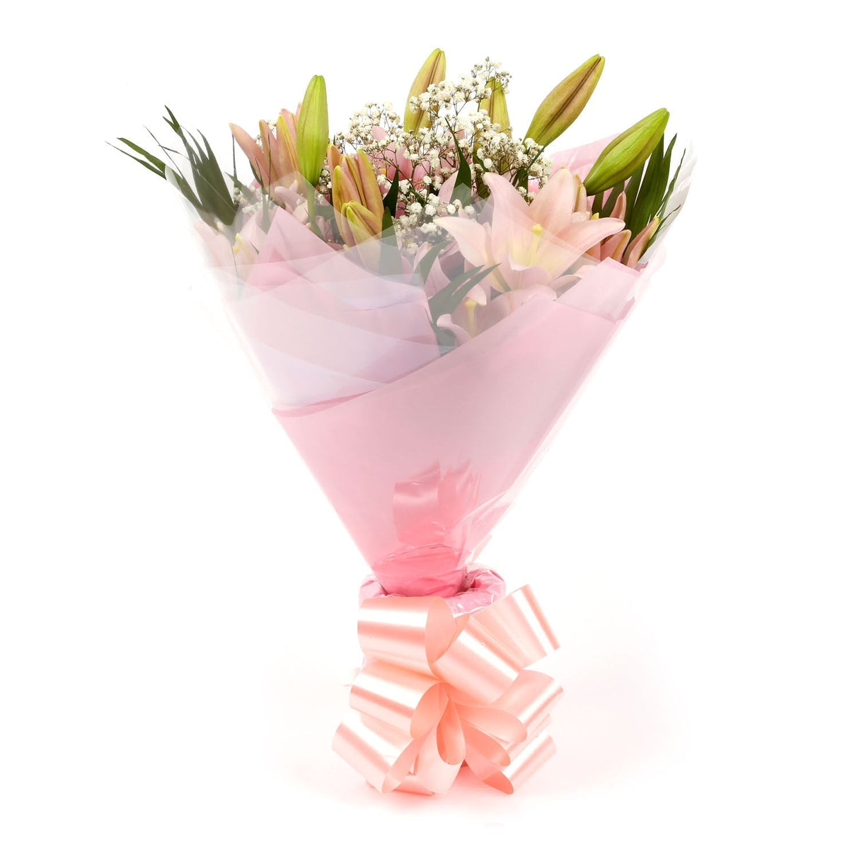 A Classic Pink Lilies BouquetA Classic Pink Lilies Bouquet flowers. Beautifully wrapped and tied with ribbon before being delivered. A Beautiful Bouquet Hand Tied Flowers. Delivering Great Value Fresh Cut Flowers. Add Personalised Message At Checkout. Fre