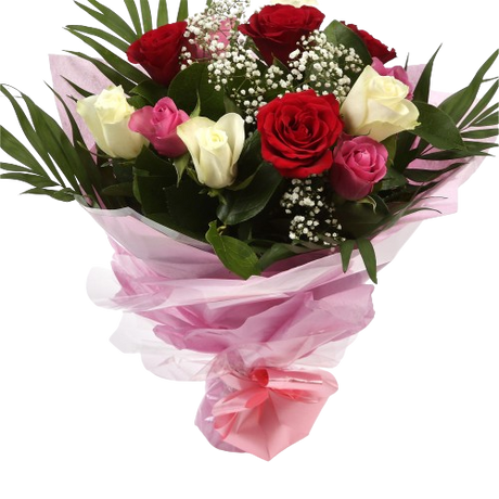 12 Sweet Expressions RosesLooking for the perfect way to express your sentiments to someone? Try our Sweet Expressions roses, a bouquet of roses pink, red, and white roses. impression with 12 Sweet Expressions roses. Beautifully wrapped and tied with ribb