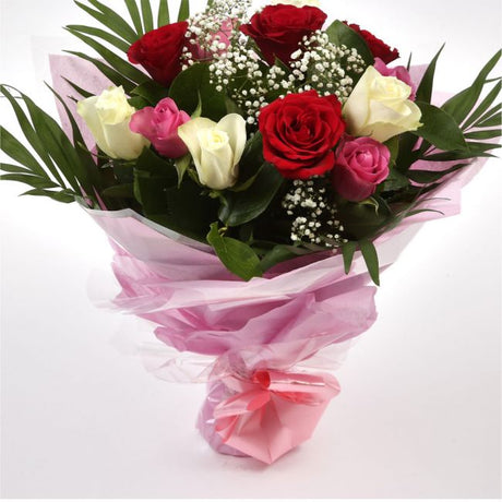 12 Sweet Expressions RosesLooking for the perfect way to express your sentiments to someone? Try our Sweet Expressions roses, a bouquet of roses pink, red, and white roses. impression with 12 Sweet Expressions roses. Beautifully wrapped and tied with ribb