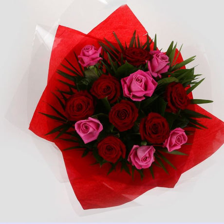 Love You Balloon & Blush Roses BouquetI Love You Balloon & Blush Roses, 12 Roses, in pretty Pink and in Red, is a classic choice, ready to be displayed instantly. Beautifully wrapped and tied with ribbon.£19.99