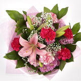 Cherry Bouquet FlowersA truly fabulous selection of flowers, including Oriental Lilies, Pink Gypsophila. Finished with a complementary ribbon, this hand-tied bouquet will create a stunning gift for any special occasion. This popular bouquet is superb valu