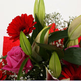 Pink Oriental BouquetPink Oriental Bouquet, Pink Roses, Oriental Lilies, Gypsophila with Red Germini and Palm foliage are expertly arranged to create this dramatic design. This stunning gift is the ultimate gift to create an impression.£14.99