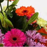 Colour Burst Flowers BouquetColour Burst Bouquet, Surprise a loved one with this gorgeous display of vibrant flowers, eye catching daisies, Yellow Lillies & Chrysanthemums, and Mint green Carnations.£14.99