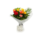 Multicolour Roses BouquetThis Beautiful Mixed Roses Bouquet, carefully selected flowers with foliage is expertly arranged to create this dramatic design. This stunning gift is the ultimate gift to create an impression. Beautifully wrapped and tied with ri