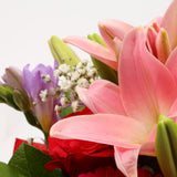 Love You Balloon & Red & Pink DelightThis Beautiful Bouquet with Balloon , carefully selected flowers with foliage are expertly arranged to create this dramatic design. This stunning gift is the ultimate gift to create an impression. Beautifully wrapped a