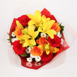 Congratulations Balloon & Floral Embrace FlowersThis Beautiful Bouquet with Balloon , carefully selected flowers with foliage are expertly arranged to create this dramatic design. This stunning gift is the ultimate gift to create an impression. Beautifull