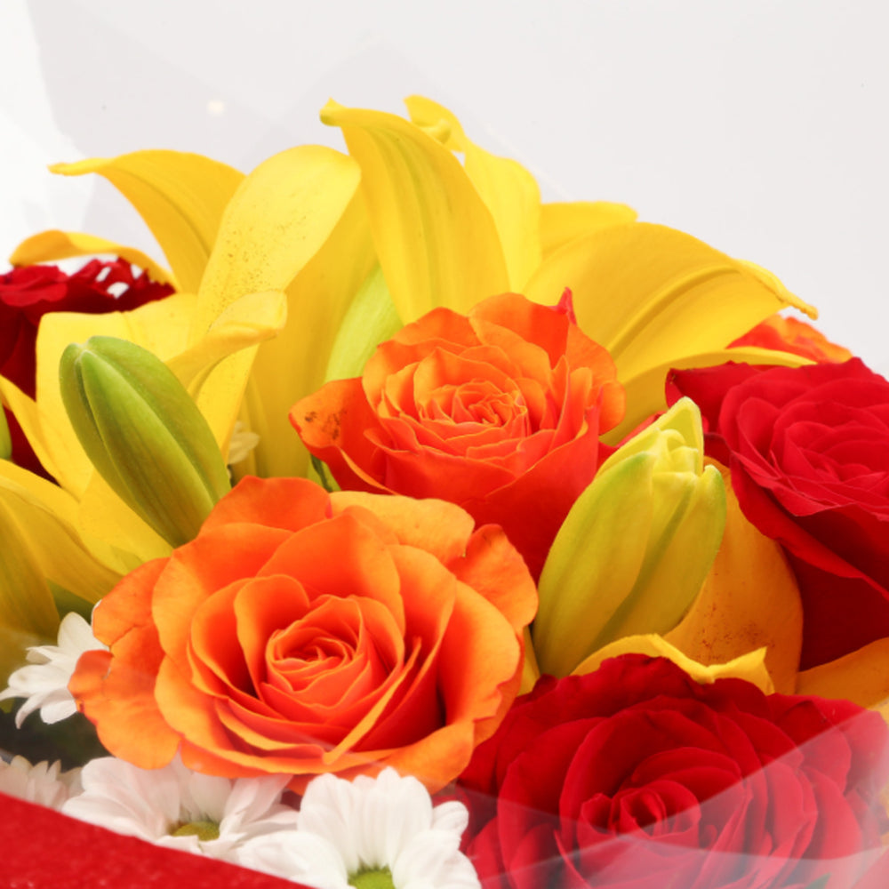 Congratulations Balloon & Floral Embrace FlowersThis Beautiful Bouquet with Balloon , carefully selected flowers with foliage are expertly arranged to create this dramatic design. This stunning gift is the ultimate gift to create an impression. Beautifull