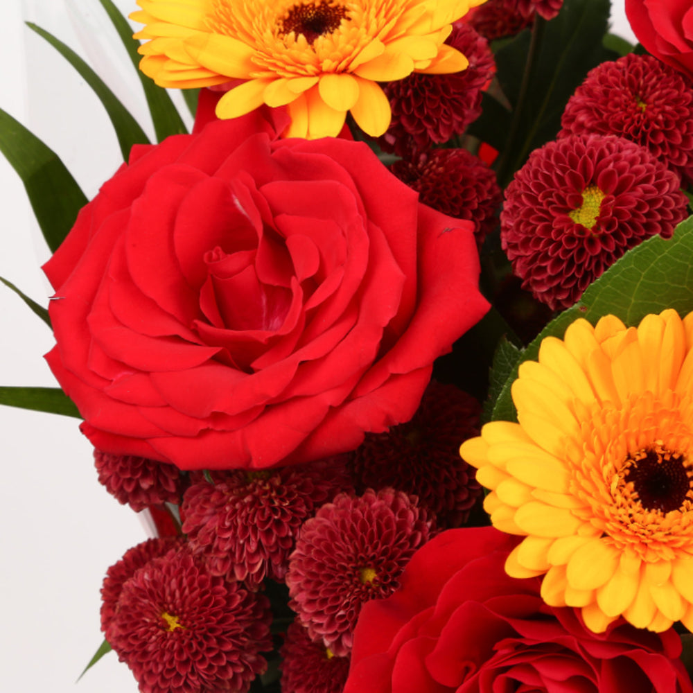 Love You-Balloon & Red Sun BouquetThis Beautiful Bouquet with Balloon, carefully selected flowers with foliage are expertly arranged to create this dramatic design. This stunning gift is the ultimate gift to create an impression. Beautifully wrapped and t