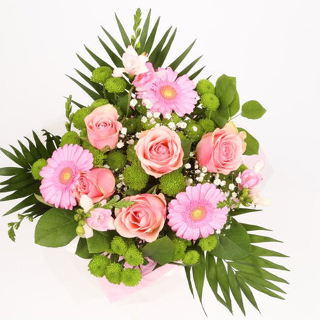 Love You Balloon & Cherished Pink BouquetThis Beautiful Bouquet, carefully selected flowers with foliage are expertly arranged to create this dramatic design. This stunning gift is the ultimate gift to create an impression. Beautifully wrapped and tied wi