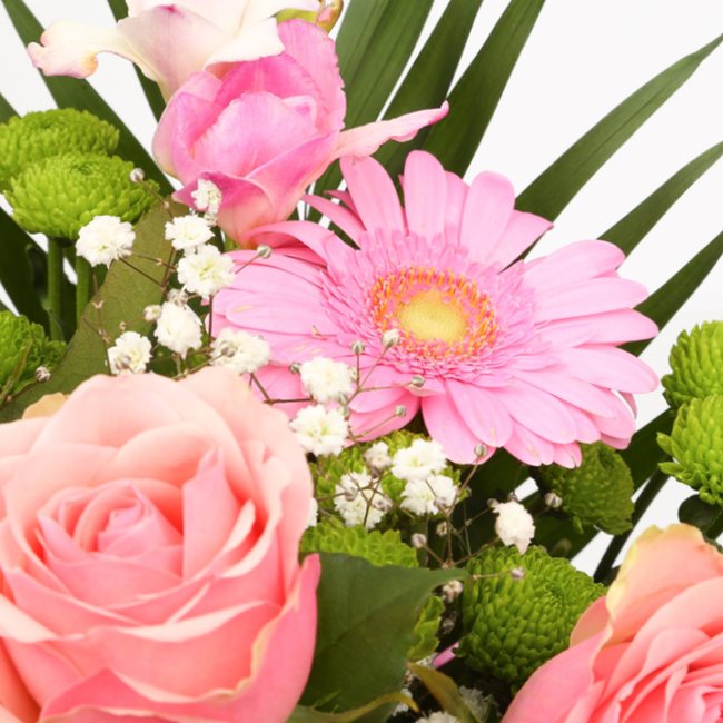 Birthday Balloon & Cherished Pink Bouquet FlowersThis Beautiful Bouquet, carefully selected flowers with foliage are expertly arranged to create this dramatic design. This stunning gift is the ultimate gift to create an impression. Beautifully wrapped and