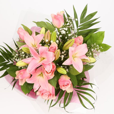 Love Balloon & Pink Jewel BouquetThis Beautiful Bouquet with Balloon, carefully selected flowers with foliage are expertly arranged to create this dramatic design. This stunning gift is the ultimate gift to create an impression. Beautifully wrapped and ti