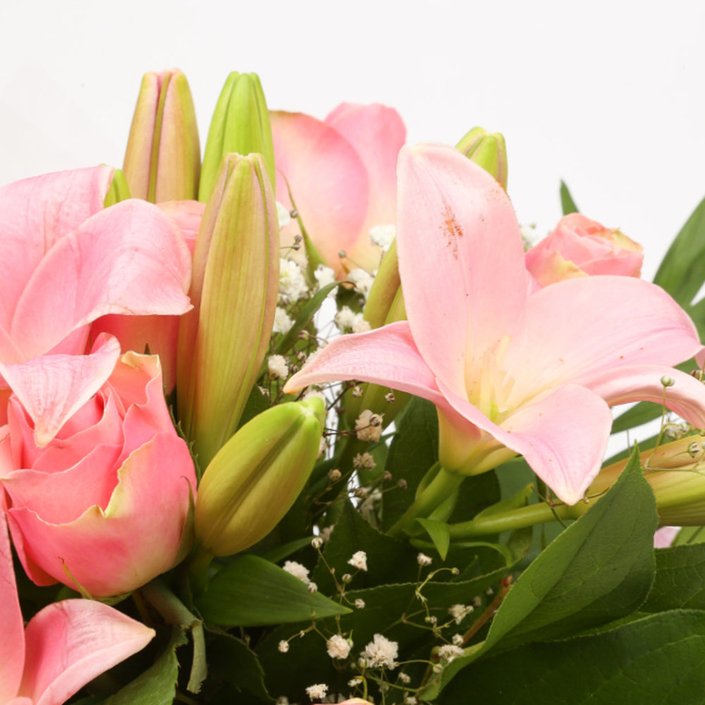 Birthday Balloon & Pink Jewel FlowersThis Beautiful Bouquet with Balloon, carefully selected flowers with foliage are expertly arranged to create this dramatic design. This stunning gift is the ultimate gift to create an impression. Beautifully wrapped an