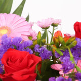 Birthday Balloon & Red Blush FlowersThis Beautiful Bouquet with Balloon, carefully selected flowers with foliage are expertly arranged to create this dramatic design. This stunning gift is the ultimate gift to create an impression. Beautifully wrapped and