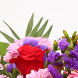 Congratulations Balloon & Red Blush FlowersThis Beautiful Bouquet with Balloon, carefully selected flowers with foliage are expertly arranged to create this dramatic design. This stunning gift is the ultimate gift to create an impression. Beautifully wrap