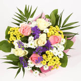 Sweet Floral BouquetThis Beautiful Bouquet, carefully selected flowers with foliage are expertly arranged to create this dramatic design. This stunning gift is the ultimate gift to create an impression. Beautifully wrapped and tied with ribbon before bein