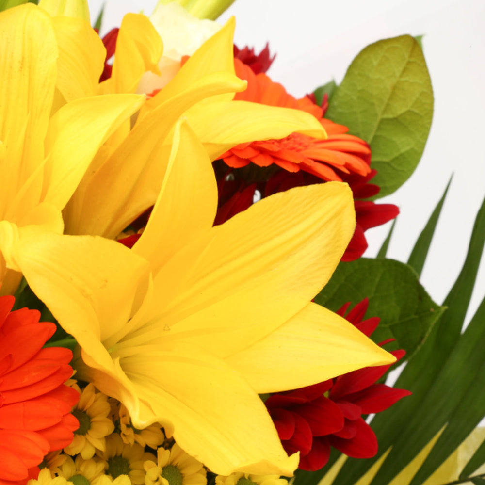 Birthday Balloon & Sun Delight FlowersBalloon & This Beautiful Bouquet, carefully selected flowers with foliage are expertly arranged to create this dramatic design. This stunning gift is the ultimate gift to create an impression. Beautifully wrapped and