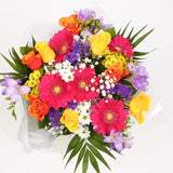 Brilliant Blooms Flowers BouquetThis Beautiful Bouquet, carefully selected flowers with foliage are expertly arranged to create this dramatic design. This stunning gift is the ultimate gift to create an impression. Beautifully wrapped and tied with ribbon