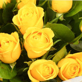 Yellow Gold RosesThis Beautiful Bouquet, carefully selected flowers with foliage are expertly arranged to create this dramatic design. This stunning gift is the ultimate gift to create an impression. Beautifully wrapped and tied with ribbon before being d