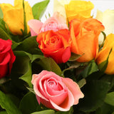 Multicolour Roses BouquetThis Beautiful Bouquet, carefully selected flowers with foliage are expertly arranged to create this dramatic design. This stunning gift is the ultimate gift to create an impression. Beautifully wrapped and tied with ribbon before