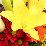 Birthday Balloon & Sun Delight FlowersBalloon & This Beautiful Bouquet, carefully selected flowers with foliage are expertly arranged to create this dramatic design. This stunning gift is the ultimate gift to create an impression. Beautifully wrapped and