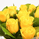 Birthday Balloon & 12 Yellow Roses FlowersThis Beautiful Bouquet, carefully selected flowers with foliage are expertly arranged to create this dramatic design. This stunning gift is the ultimate gift to create an impression. Beautifully wrapped and tied w