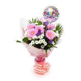 Birthday Balloon & Serenity FlowersThis Beautiful Bouquet with Balloon , carefully selected flowers with foliage are expertly arranged to create this dramatic design. This stunning gift is the ultimate gift to create an impression. Beautifully wrapped and