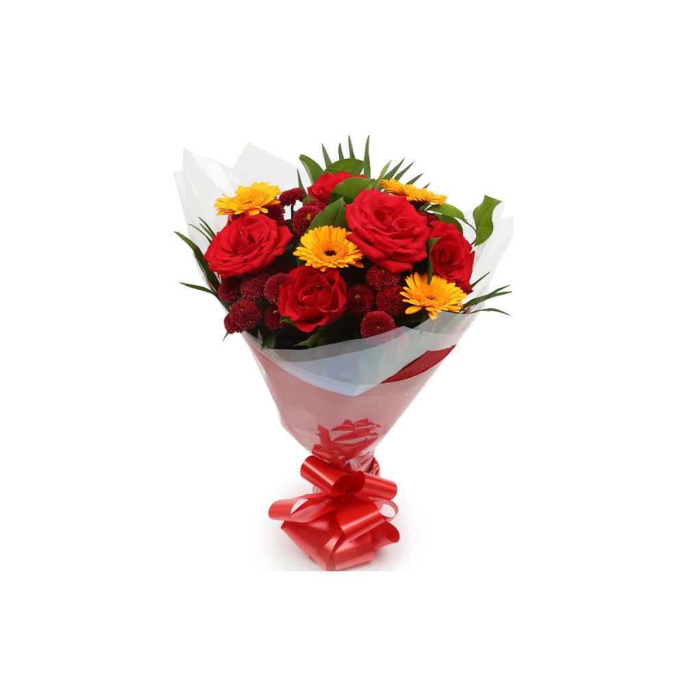 Love You-Balloon & Red Sun BouquetThis Beautiful Bouquet with Balloon, carefully selected flowers with foliage are expertly arranged to create this dramatic design. This stunning gift is the ultimate gift to create an impression. Beautifully wrapped and t