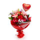 Love You Balloon & Red & Pink DelightThis Beautiful Bouquet with Balloon , carefully selected flowers with foliage are expertly arranged to create this dramatic design. This stunning gift is the ultimate gift to create an impression. Beautifully wrapped a