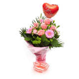 Love You Balloon & Cherished Pink BouquetThis Beautiful Bouquet, carefully selected flowers with foliage are expertly arranged to create this dramatic design. This stunning gift is the ultimate gift to create an impression. Beautifully wrapped and tied wi