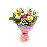 Sweet Floral BouquetThis Beautiful Bouquet, carefully selected flowers with foliage are expertly arranged to create this dramatic design. This stunning gift is the ultimate gift to create an impression. Beautifully wrapped and tied with ribbon before bein