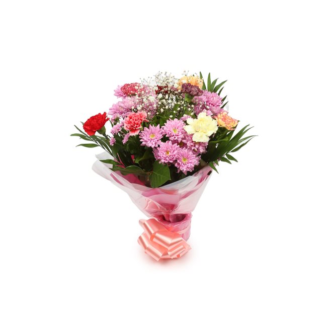 Confetti Flowers BouquetThis Beautiful Bouquet, carefully selected flowers with foliage are expertly arranged to create this dramatic design. This stunning gift is the ultimate gift to create an impression. Beautifully wrapped and tied with ribbon before