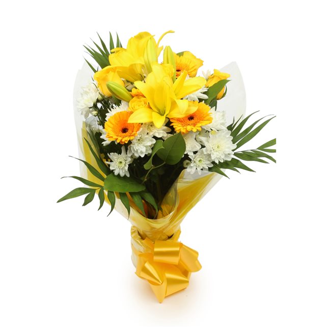Birthday Balloon & Lovely Lemon FlowersThis Beautiful Bouquet, carefully selected flowers with foliage are expertly arranged to create this dramatic design. This stunning gift is the ultimate gift to create an impression. Beautifully wrapped and tied with