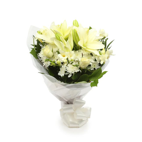 Its A Boy Balloon & White Elegance FlowersThis Beautiful Bouquet, carefully selected flowers with foliage are expertly arranged to create this dramatic design. This stunning gift is the ultimate gift to create an impression. Beautifully wrapped and tied w