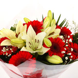Stunning Red Gerbera & Lily Flowers Bouquet