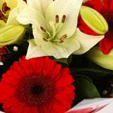 Stunning Red Gerbera & Lily Flowers Bouquet