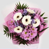 Pink Santini BouquetPink Santini Bouquet, Pink Santini, Pink Chrysanthemums, Statice with White Germini combine with Foliage to create this beautifull Bouquet.£12.99