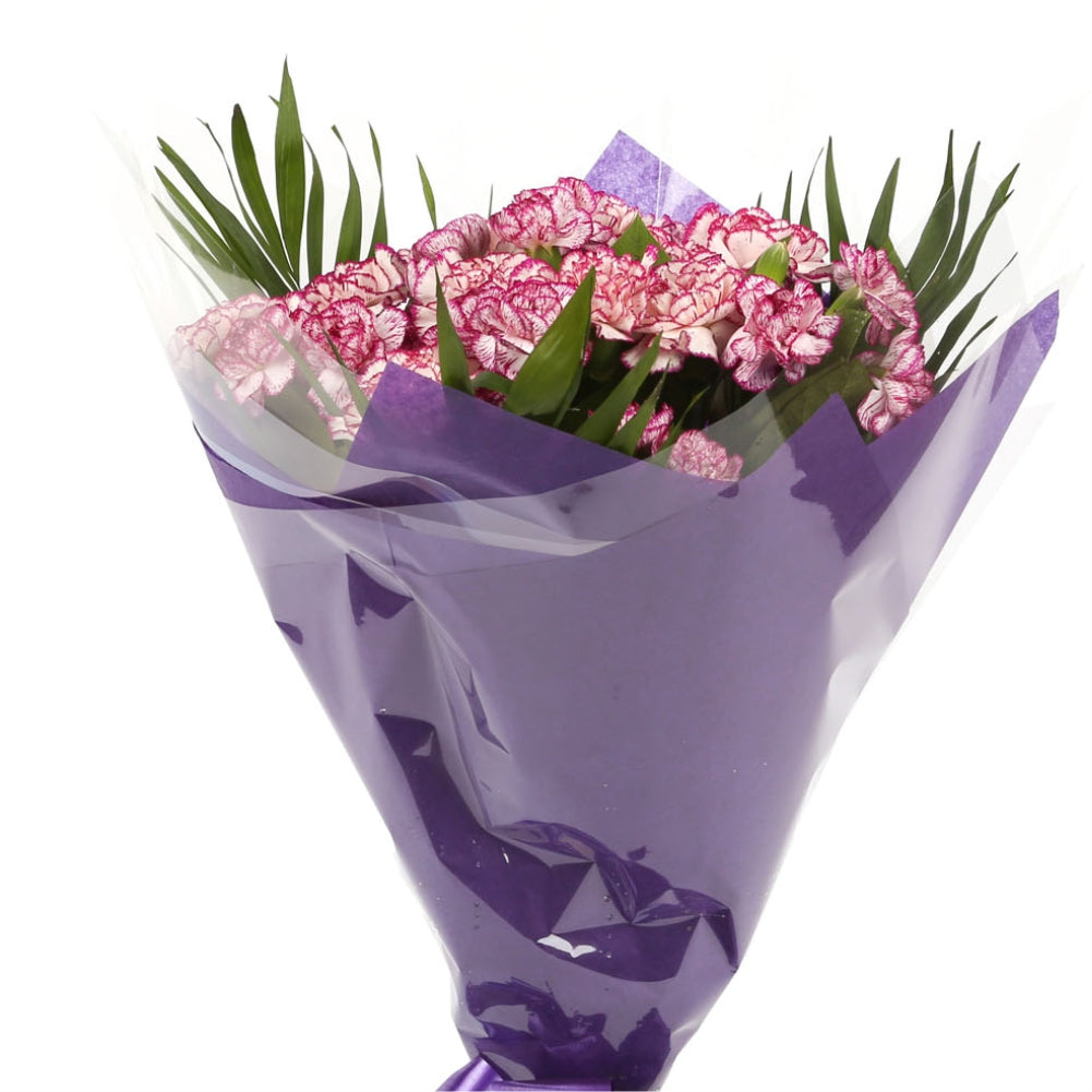 A Beautiful Purple Candy Carnations MelodyBeautiful Purple Candy Carnations Melody and foliage to create this beautifully scented bouquet. Beautifully wrapped and tied with ribbon before being delivered. A Beautiful Bouquet Hand Tied Flowers. Delivering G