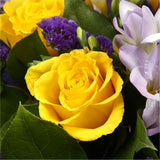 Pretty Scented Roses & FreesiasYellow large-headed Roses combine with pretty Freesias and foliage to create this beautifully scented bouquet in delicate lemons and lilacs. Beautifully Scented,£14.99