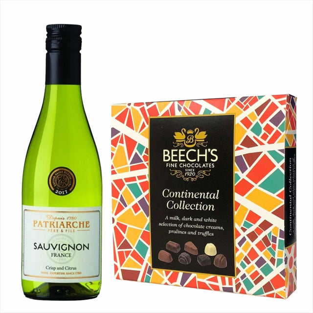Patriarche Sauvignon Blanc 18.7cl Continental ChocolatesPatriarche Sauvignon Blanc 18.7cl Love You Chocolates Citrus fruits on the nose, this wonderful wine is fresh and has a well balanced finish & Milk Tray Chocolates£11.99