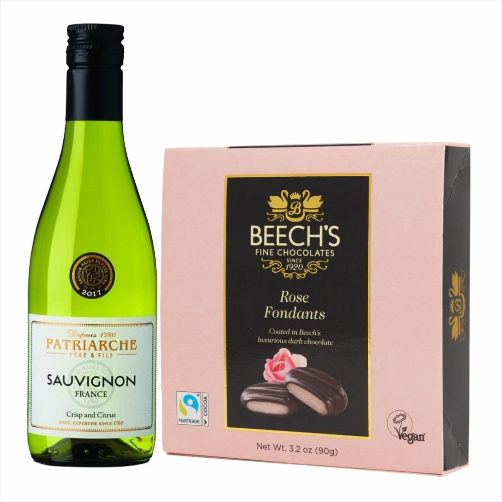 Patriarche Sauvignon Blanc 18.7cl Rose Fondants ChocolatesPatriarche Sauvignon Blanc 18.7cl Rose Fondants Chocolates Citrus fruits on the nose, this wonderful wine is fresh and has a well balanced finish & Milk Tray Chocolates£11.99